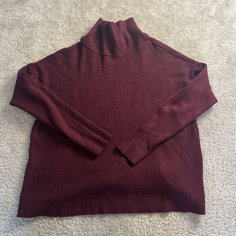 Devotion by Cyrus Basic Burgundy Turtleneck Sweater Womens Large Maroon